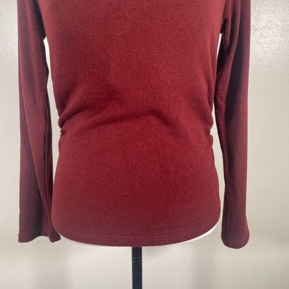 OGLmove Top Womens Large Red Built in-Bra Stretch Knit Boat Neck Long Sleeve - Picture 5 of 16